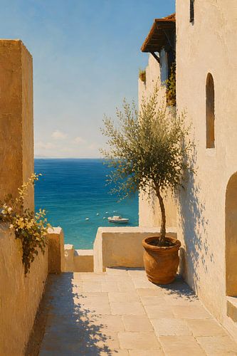 Bright Mediterranean Alley by the Sea