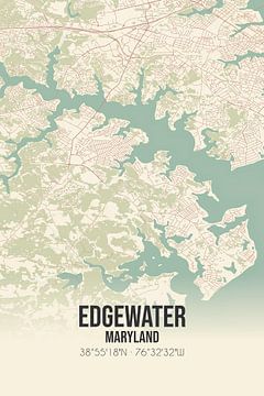 Vintage landkaart van Edgewater (Maryland), USA. van MijnStadsPoster