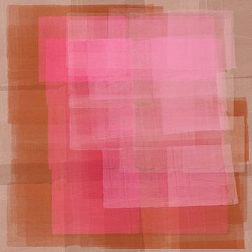 Roze lagen. Moderne abstracte kunst in terra en neonroze.