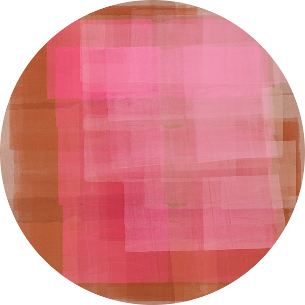 Roze lagen. Moderne abstracte kunst in terra en neonroze. van Dina Dankers
