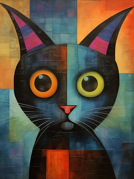 Katzenkunst im Stil von Paul Klee von Vincent the Cat