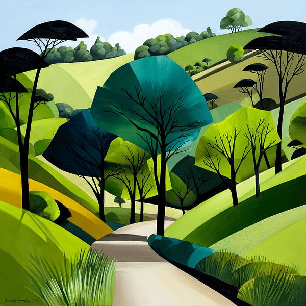 Green Abstract Avenue of Trees by Karina Brouwer