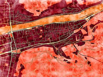 Kaart van Heidelberg centrum in de stijl 'Amber Autumn' van Maporia