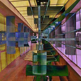 Abstract underground railway landscape in East Berlin by Silva Wischeropp