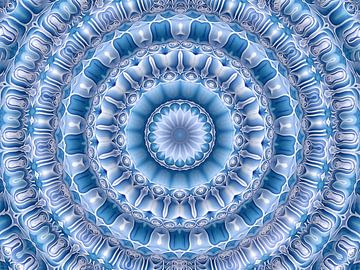Royal Blue (3D Retro Mandala in Blauw) van Caroline Lichthart