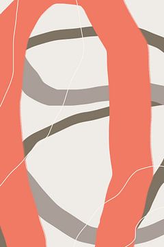 Moderne abstrakte minimalistische Formen in Korallenrot, Braun, Taupegrau VIII von Dina Dankers