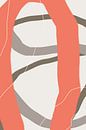 Moderne abstracte minimalistische vormen in koraalrood, bruin, taupe grijs VIII van Dina Dankers thumbnail