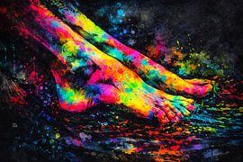 Colourful steps in neon light – Neon Steps in Colour by ButterflyPix