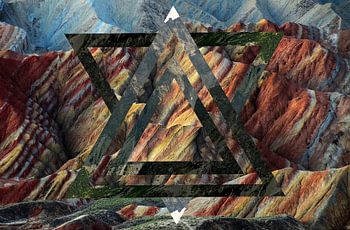 Coloured rockey mountains with green mountains hipster