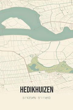 Vintage landkaart van Hedikhuizen (Noord-Brabant) van Rezona