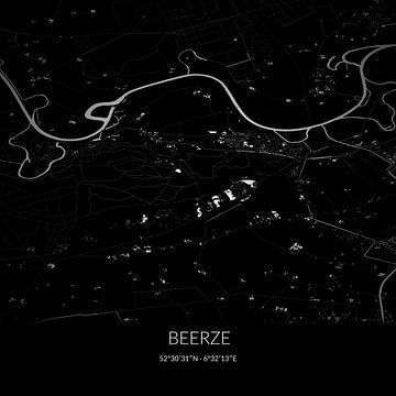 Zwart-witte landkaart van Beerze, Overijssel. van Rezona
