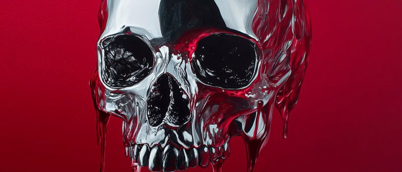 Glänzender Totenkopf mit rotem Glanz von Poster Art Shop