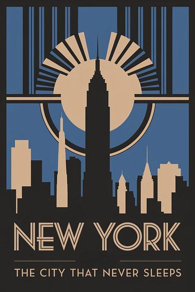 New York Art Deco skyline by Art & Soul Creations