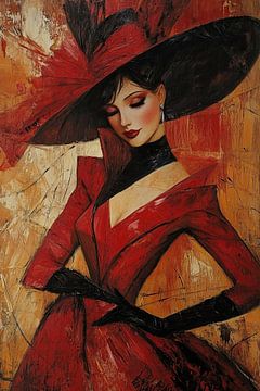 Elegante Dame | Sensual Shadows in Rouge van Blikvanger Schilderijen