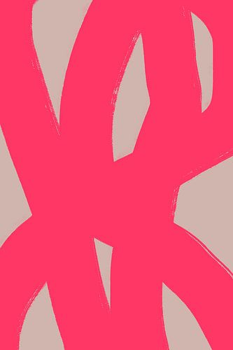 Moderne abstrakte minimalistische Formen und Linien in leuchtendem Neonpink und Beige von Dina Dankers