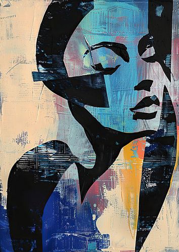 Portrait de femme minimaliste avec couleurs