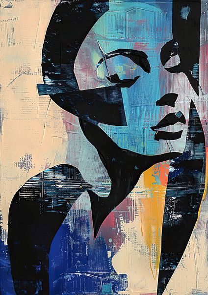 Minimalist Woman Portrait with Colour by Eye catching paintings