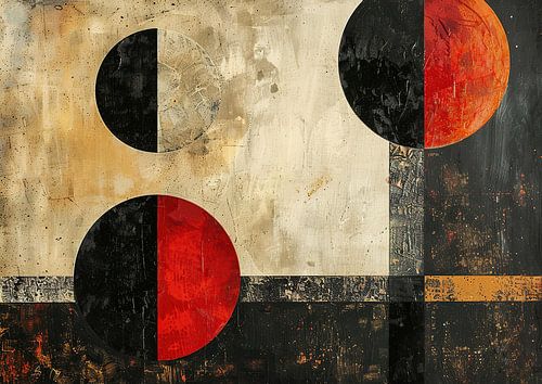 Les ombres abstraites rouges se fondent dans la sphère rouge