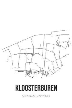 Kloosterburen (Groningen) | Landkaart | Zwart-wit van Rezona