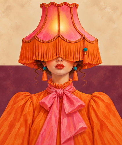 Glow Up | Surreal portrait with a lampshade by Mirjam Duizendstra