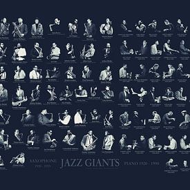 Jazz muzikanten in kleur Blue Note - Saxofoon en piano van Borgo San Bernardo