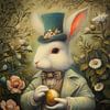 Weißer Hase mit Zylinder im Märchenstil von But First Framing