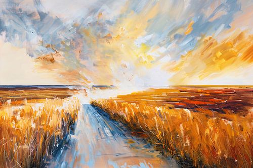 Abstract landschap met weg naar horizon