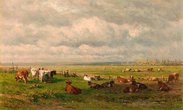 Weidelandschap met vee, Willem Roelofs (I)
