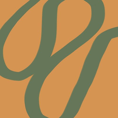 Abstracte minimalistische lijntekening in heldere pastelkleuren. Groen op geel.