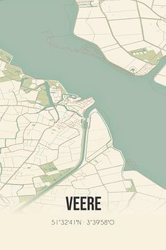 Vintage landkaart van Veere (Zeeland) van Rezona