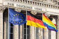 Rijksdaggebouw met EU, Duitsland en LGBT+ vlag van Frank Herrmann thumbnail