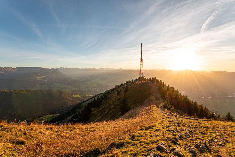 Sunset at the guardian of the Allgäu (Grünten) by Leo Schindzielorz