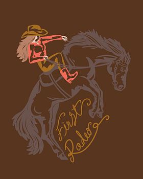 Cowgirl reitet ein Aufzuchtspferd