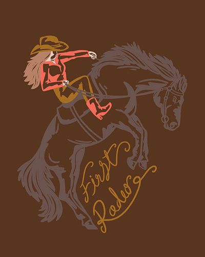 Cowgirl die een steigerend paard berijdt
