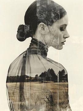 Bijzonder portret, digitale double exposure collage van Carla Van Iersel