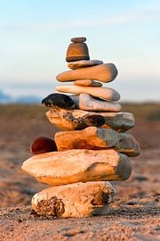 Stone tower on the North Sea beach by Kirsten Warner