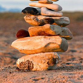 Stone tower on the North Sea beach by Kirsten Warner