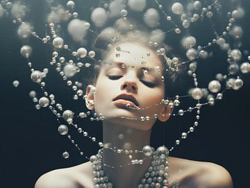 Frau mit Perlen von Marlon Paul Bruin