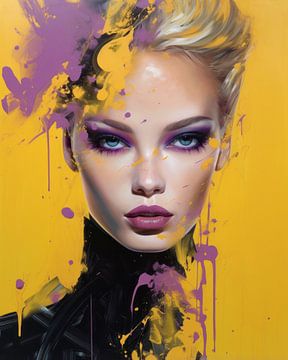 Colourful, modern and abstract portrait by Carla Van Iersel