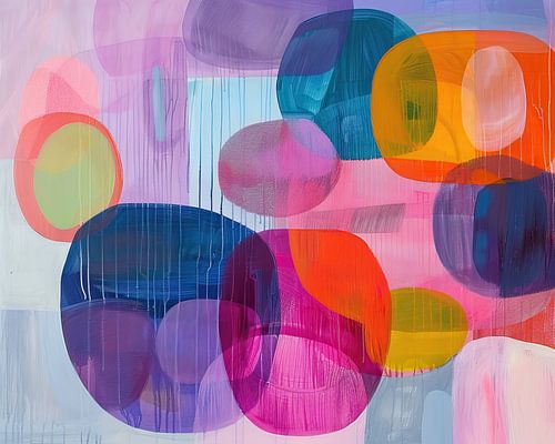 Rond kleurrijk schilderij