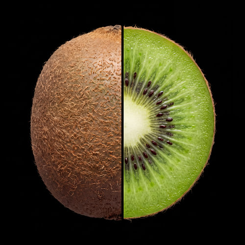 Kiwi — Whole and Cut Open