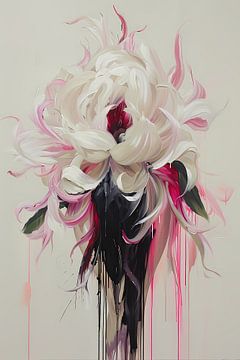 Abstracte Bloem met Druipende Verf in Moderne Stijl