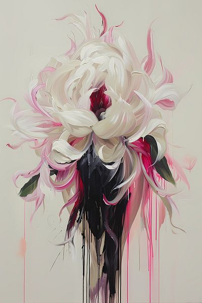 Fleur abstraite avec gouttes de peinture en style moderne par Art & Soul Creations