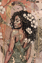 Botanisch model - vrouw met krullende haren van Emiel de Lange