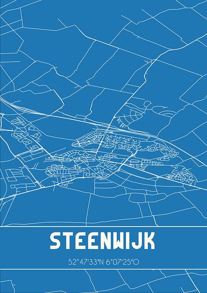 Blueprint | Carte | Steenwijk (Overijssel) par Affiches de lieux