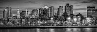 BOSTON ' s Avonds op de Skyline | Panorama-monochroom van Melanie Viola thumbnail