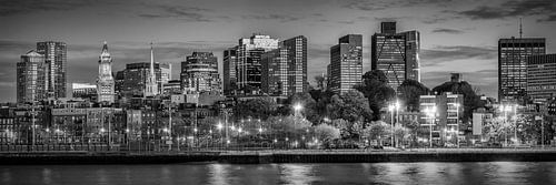 BOSTON ' s Avonds op de Skyline | Panorama-monochroom