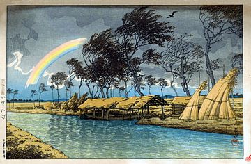 Regenbooglandschap in Japan van Zeger Knops