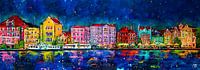 Handelskade bij nacht Curaçao