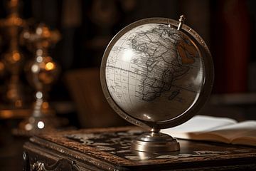 Old retro globe with a map in the background by Animaflora PicsStock